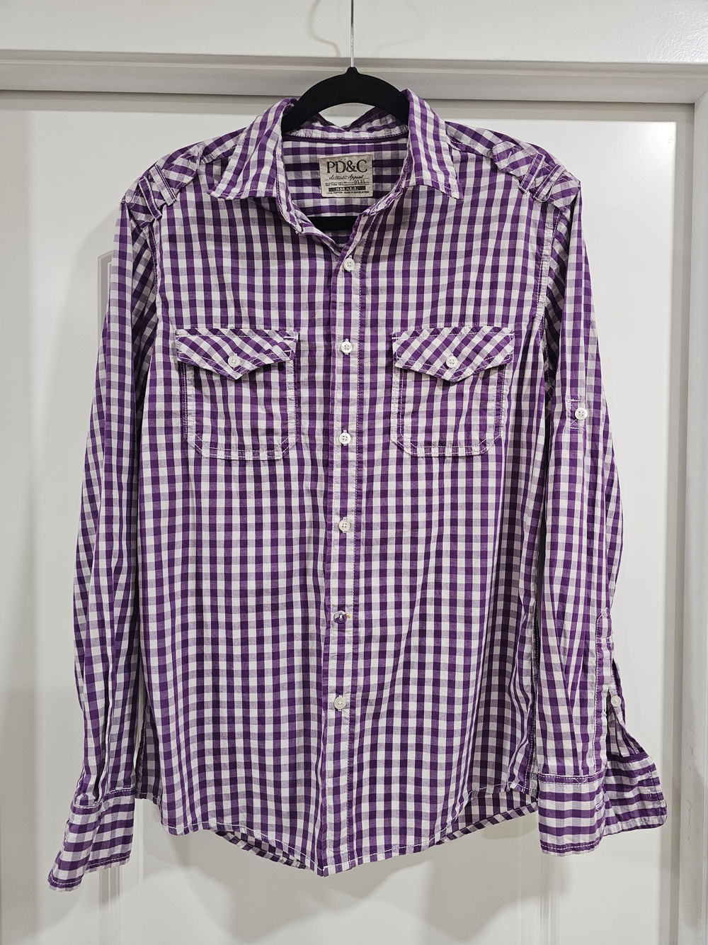 Paper Denim & Cloth (PD&C) Men's Gingham Check Button Down Shirt - Small
